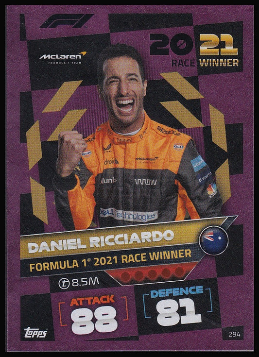 Daniel Ricciardo 294 2022 Topps Formula 1 Turbo Attax 2021 Race Winner | Near Mint