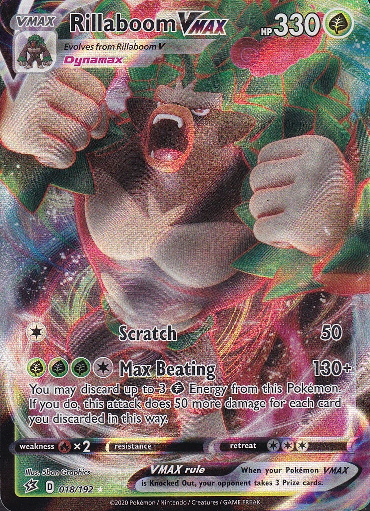 Rillaboom VMAX 018/192 Rebel Clash Ultra Rare Holo Near Mint card
