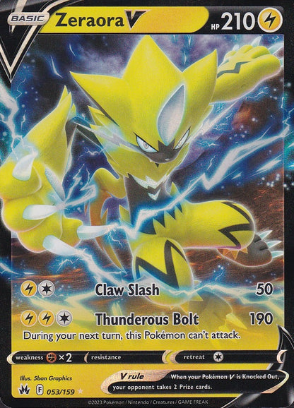 Zeraora V 053/159 Crown Zenith Holo Rare Near Mint card