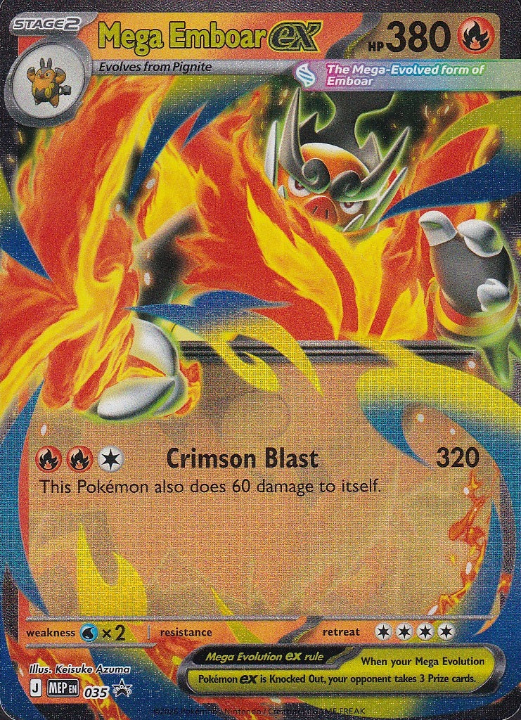 Mega Emboar ex MEP 035 Mega Evolution Black Star Promo Holo Near Mint card