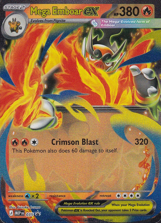 Mega Emboar ex MEP 035 Mega Evolution Black Star Promo Holo Near Mint card