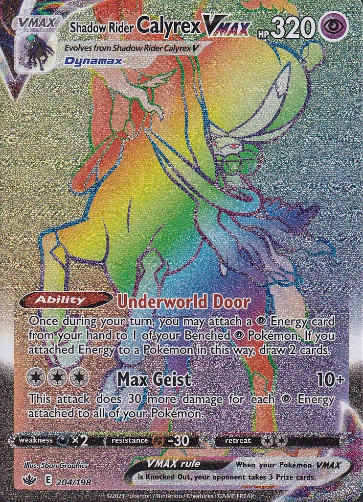 Shadow Rider Calyrex VMAX 204/198 Chilling Reign Secret Rare Rainbow Near Mint card