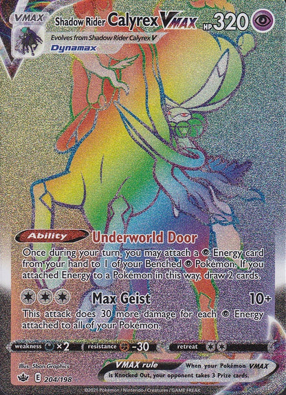 Shadow Rider Calyrex VMAX 204/198 Chilling Reign Secret Rare Rainbow Near Mint card