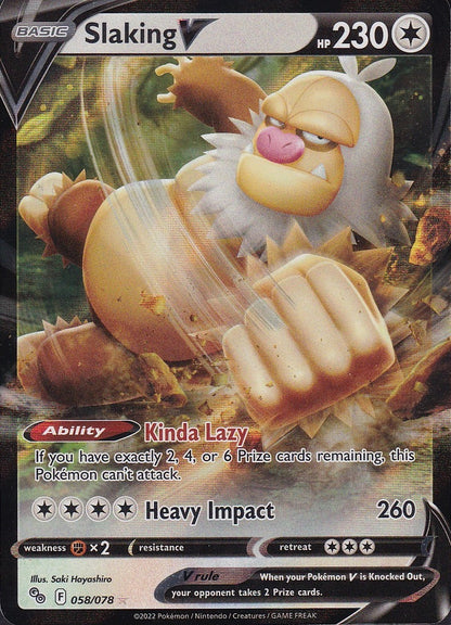 Slaking V 058/078 Pokémon GO Holo Rare Lightly Played card