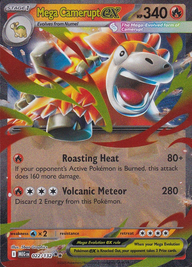 Mega Camerupt ex 022/132 Mega Evolution Double Rare Holo Near Mint card