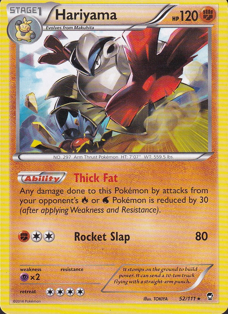 Hariyama 52/111 Furious Fists Rare Near Mint card