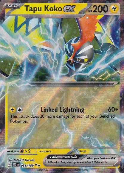 Tapu Koko ex 051/159 Journey Together Double Rare Holo Near Mint card