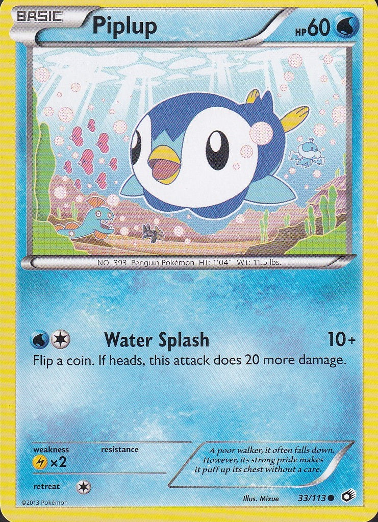 Piplup 33/113 Legendary Treasures Common Near Mint card