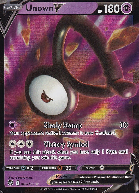 Unown V 065/195 Silver Tempest Holo Rare Near Mint card