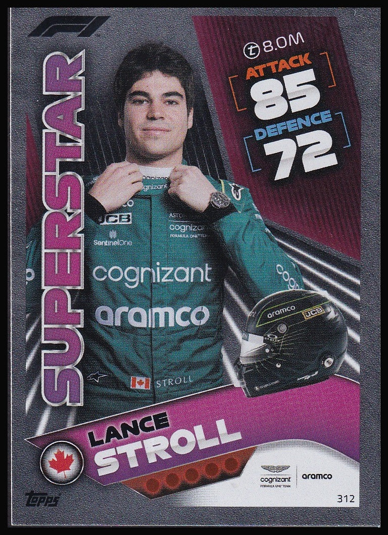 Lance Stroll 312 2022 Topps Formula 1 Turbo Attax Superstar | Near Mint
