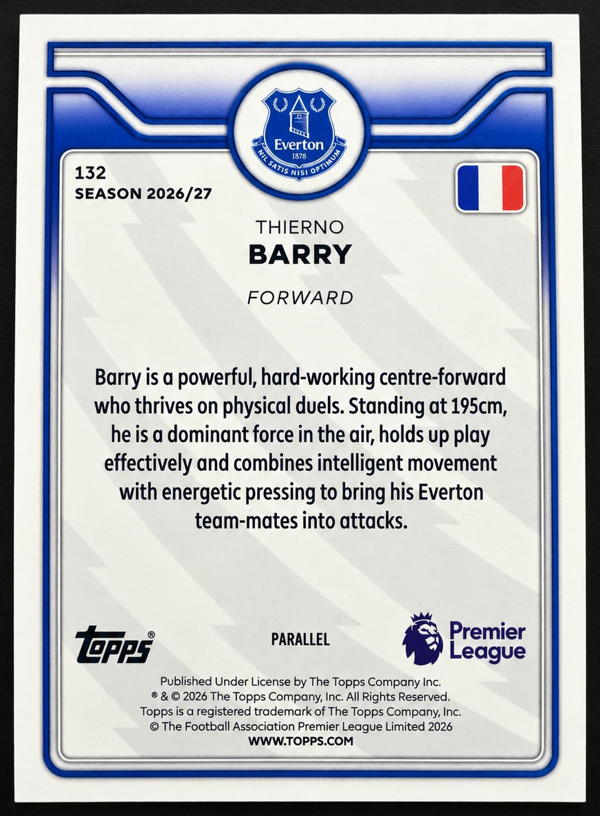 Thierno Barry 132 Topps Premier League card back