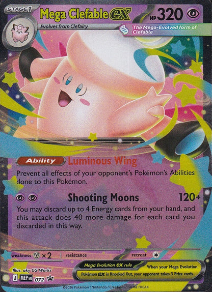 Mega Clefable ex MEP 072 Mega Evolution Black Star Promo Holo Near Mint card