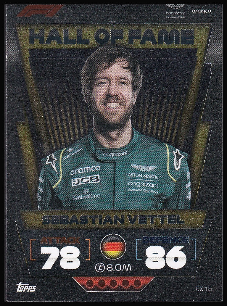 Sebastian Vettel EX 18 2022 Topps Formula 1 Turbo Attax Hall of Fame | Near Mint