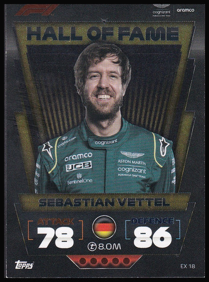 Sebastian Vettel EX 18 2022 Topps Formula 1 Turbo Attax Hall of Fame | Near Mint