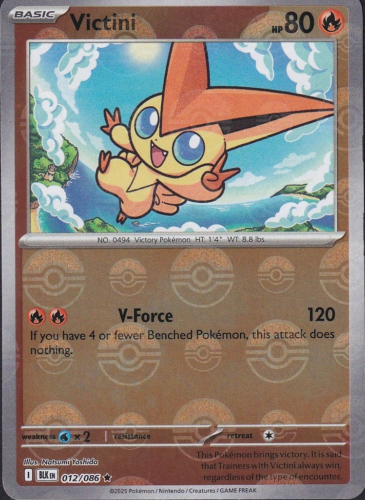 Victini 012/086 Black Bolt Rare Reverse Holo front