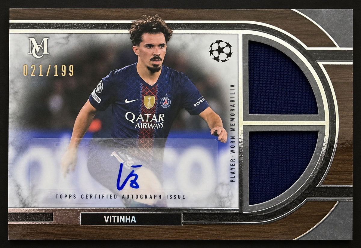 Vitinha SSRA-VI 2025/26 Topps Museum Collection Signature Swatches Dual Relic Auto 021/199 front