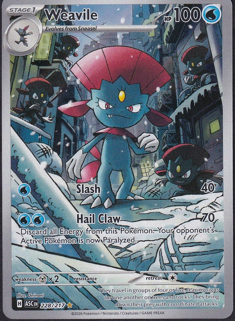 Weavile 228/217 Ascended Heroes Illustration Rare front