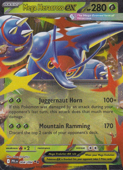 Mega Heracross ex 004/094 Phantasmal Flames Double Rare Holo Near Mint card