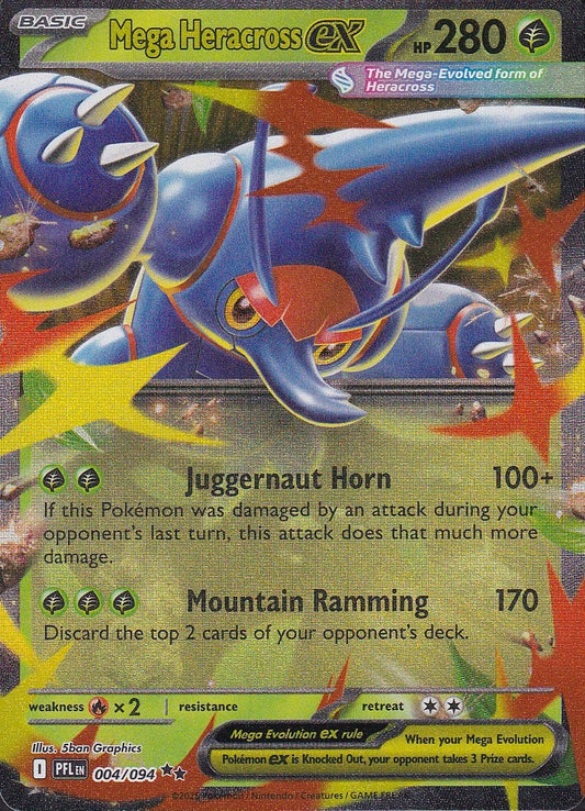 Mega Heracross ex 004/094 Phantasmal Flames Double Rare Holo Near Mint card