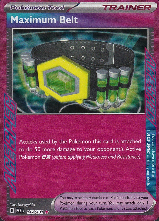 Maximum Belt 117/131 Prismatic Evolutions ACE SPEC Holo Near Mint card
