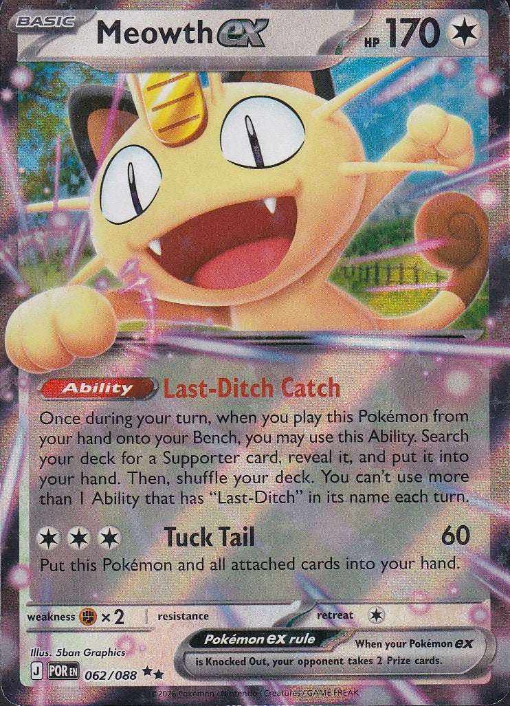 Meowth ex 062/088 Perfect Order Double Rare Holo Near Mint card