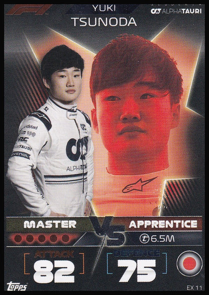 Yuki Tsunoda EX 11 2022 Topps Formula 1 Turbo Attax Master vs Apprentice | Near Mint