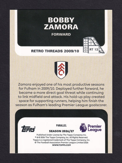 Bobby Zamora RT 13 Retro Threads Black & White Parallel 41/75 card back