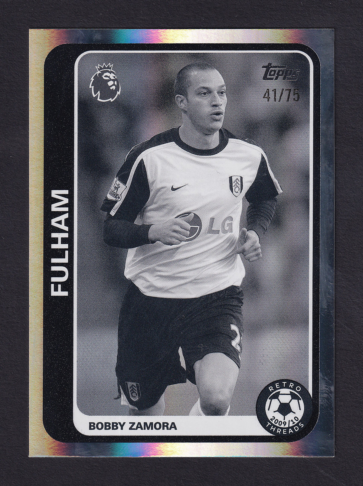 Bobby Zamora RT 13 2026/27 Topps Flagship Premier League Retro Threads Black & White Parallel 41/75 front