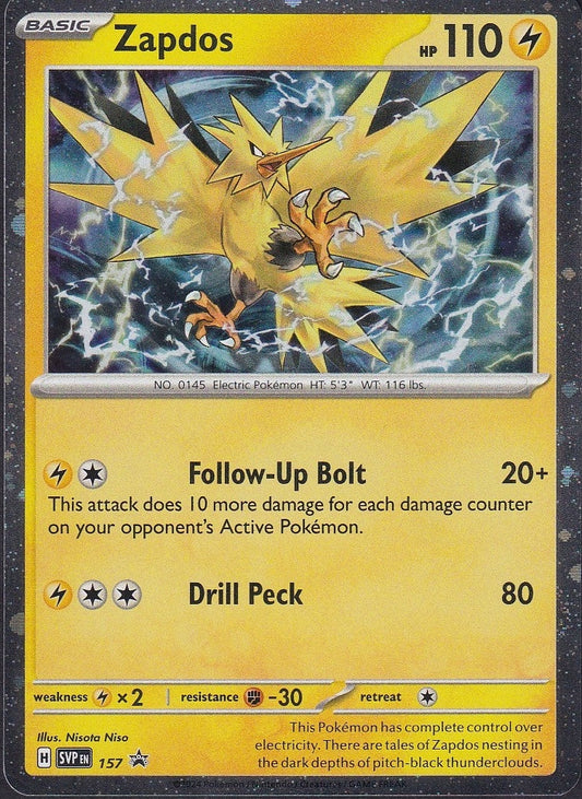 Zapdos SVP 157 Scarlet & Violet Black Star Promo Holo front