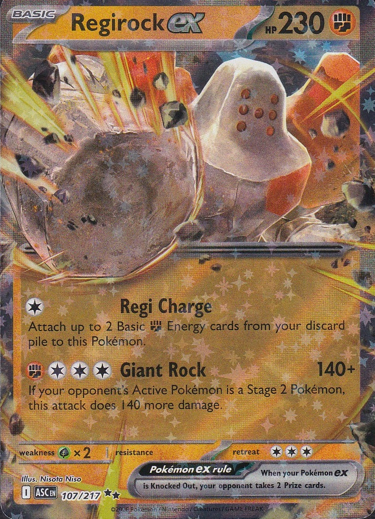 Regirock ex 107/217 Ascended Heroes Double Rare Holo Near Mint card