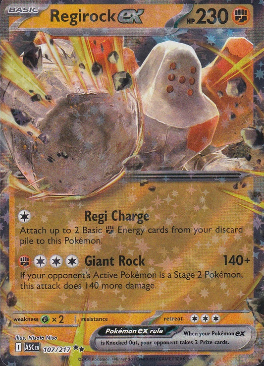 Regirock ex 107/217 Ascended Heroes Double Rare Holo Near Mint card