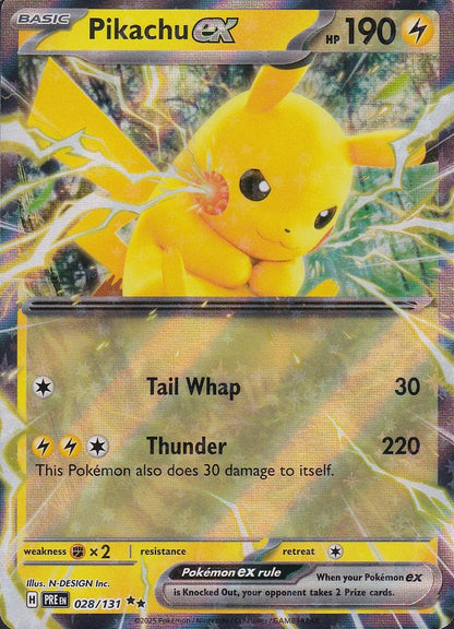 Pikachu ex 028/131 Prismatic Evolutions Double Rare Holo Near Mint card